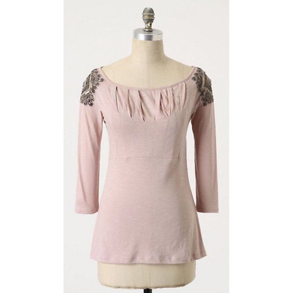Anthropologie DELETTA Taupe Epaulette Corinthian T